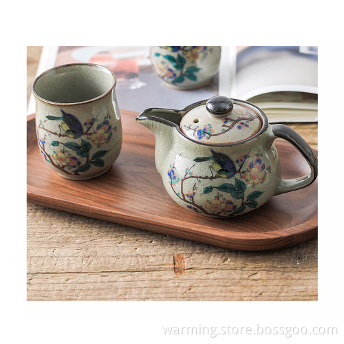 Teapot Set Flowers and Birds